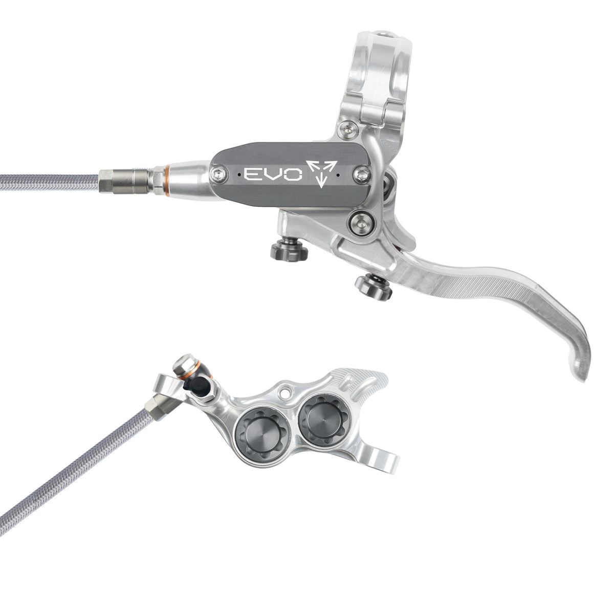 Hope Brake EVO TR4 No Rotor BRAIDED LH- Silver/Smoke