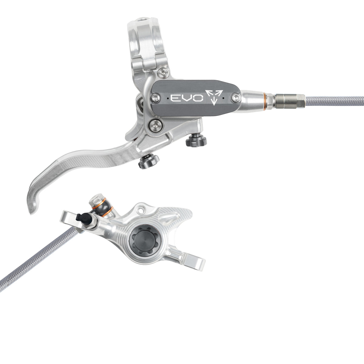 Hope Brake EVO X2 No Rotor BRAIDED RH- Silver/Smoke