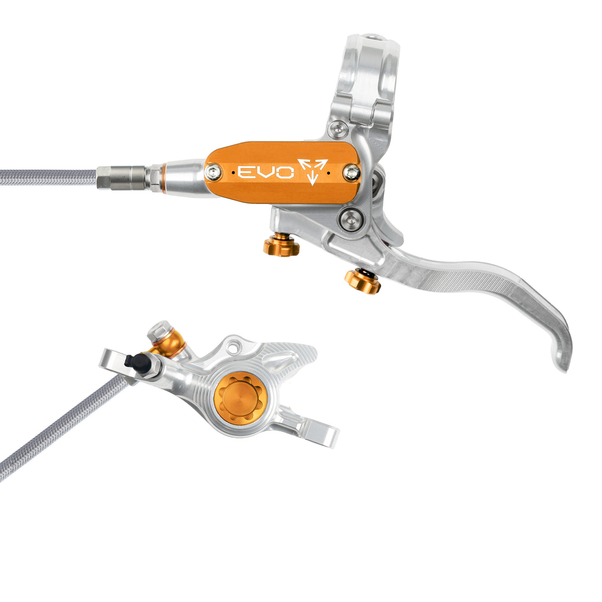 Hope Brake EVO X2 No Rotor BRAIDED LH- Silver/Orange