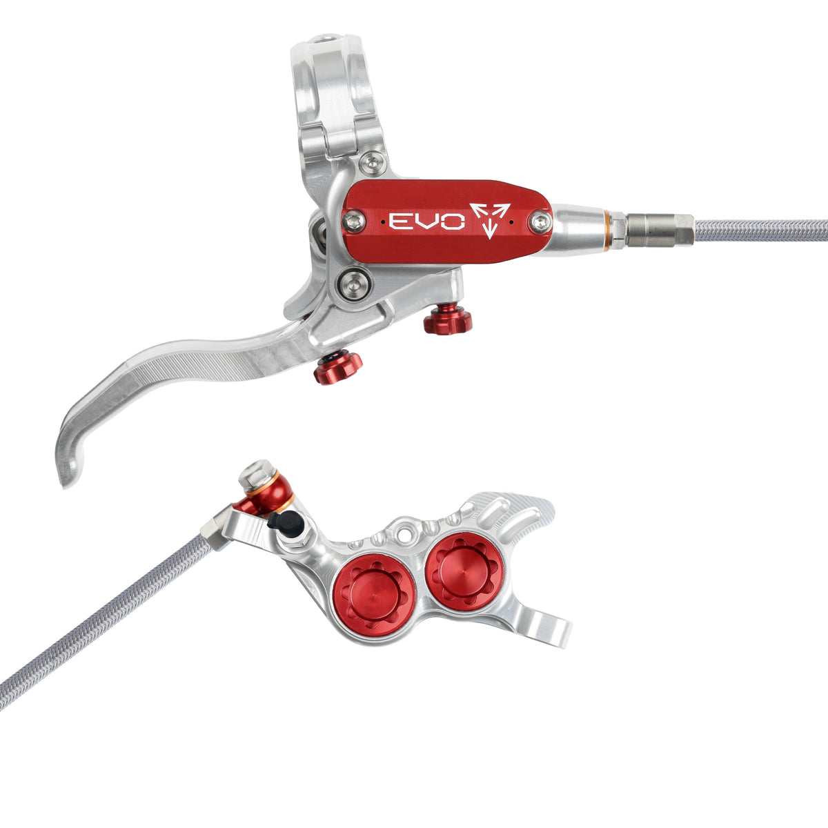 Hope Brake EVO GR4 No Rotor BRAIDED RH- Silver/Red