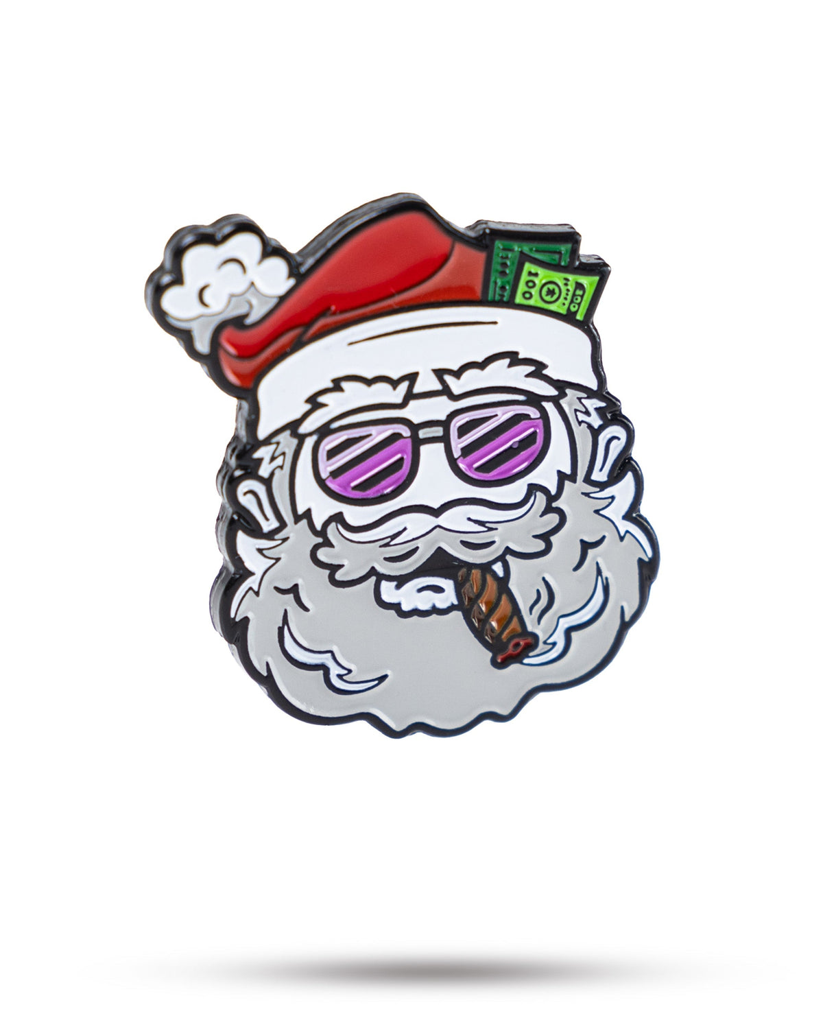 "Funny Santa the Degenerate ball marker featuring Santa in a whimsical float design."