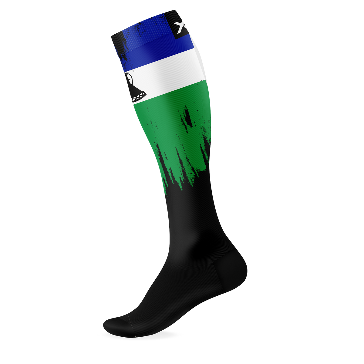 Lesotho Splash Knee High Black Socks