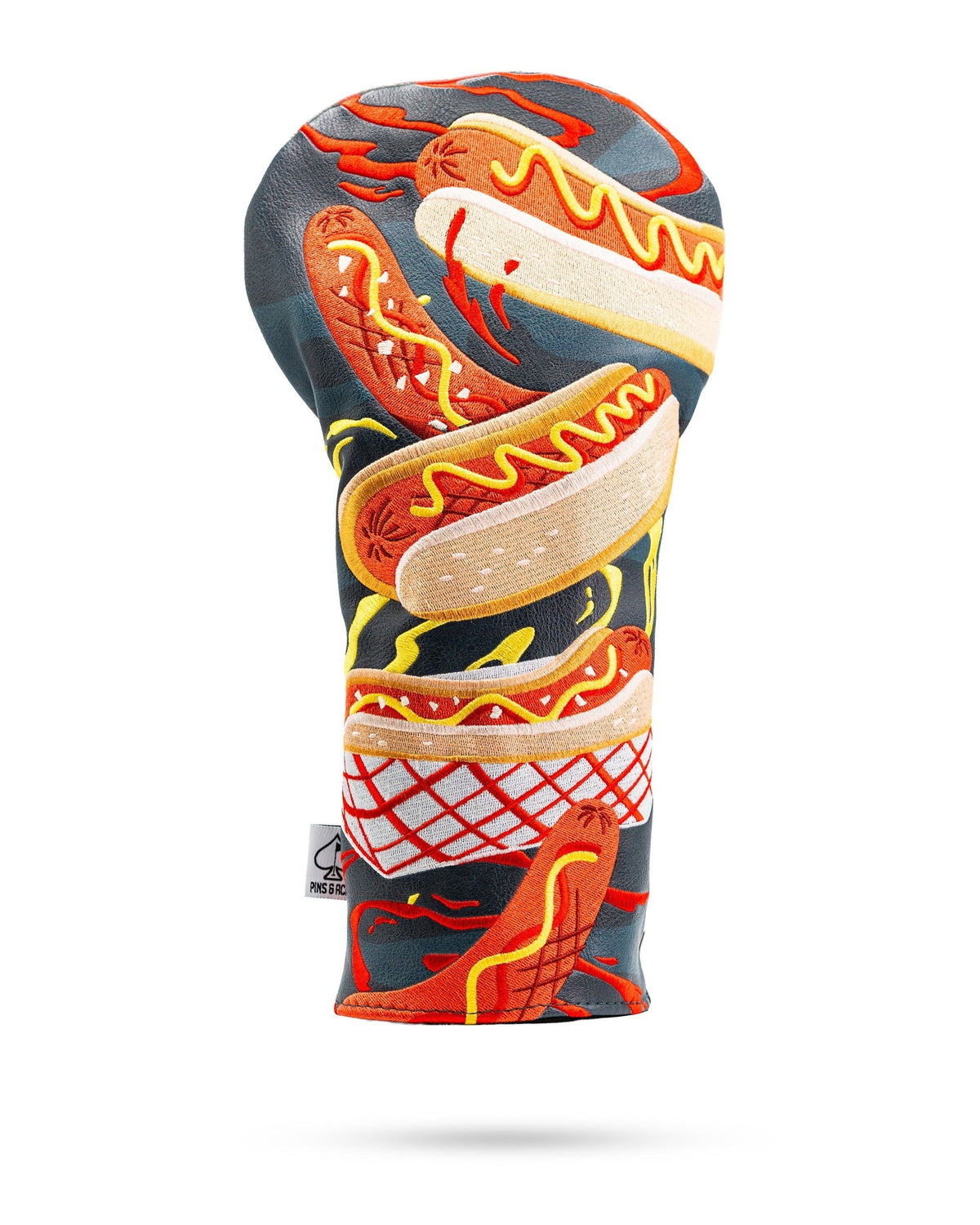 Bold driver cover featuring a playful hot dog design with vibrant colors and fun details, perfect for standout golfers.
