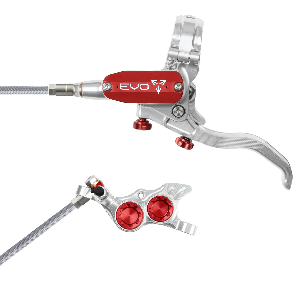 Hope Brake EVO TR4 No Rotor BRAIDED LH- Silver/Red