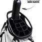 Black beer sleeve designed for easy attachment to golf bags, featuring a sleek, modern look.