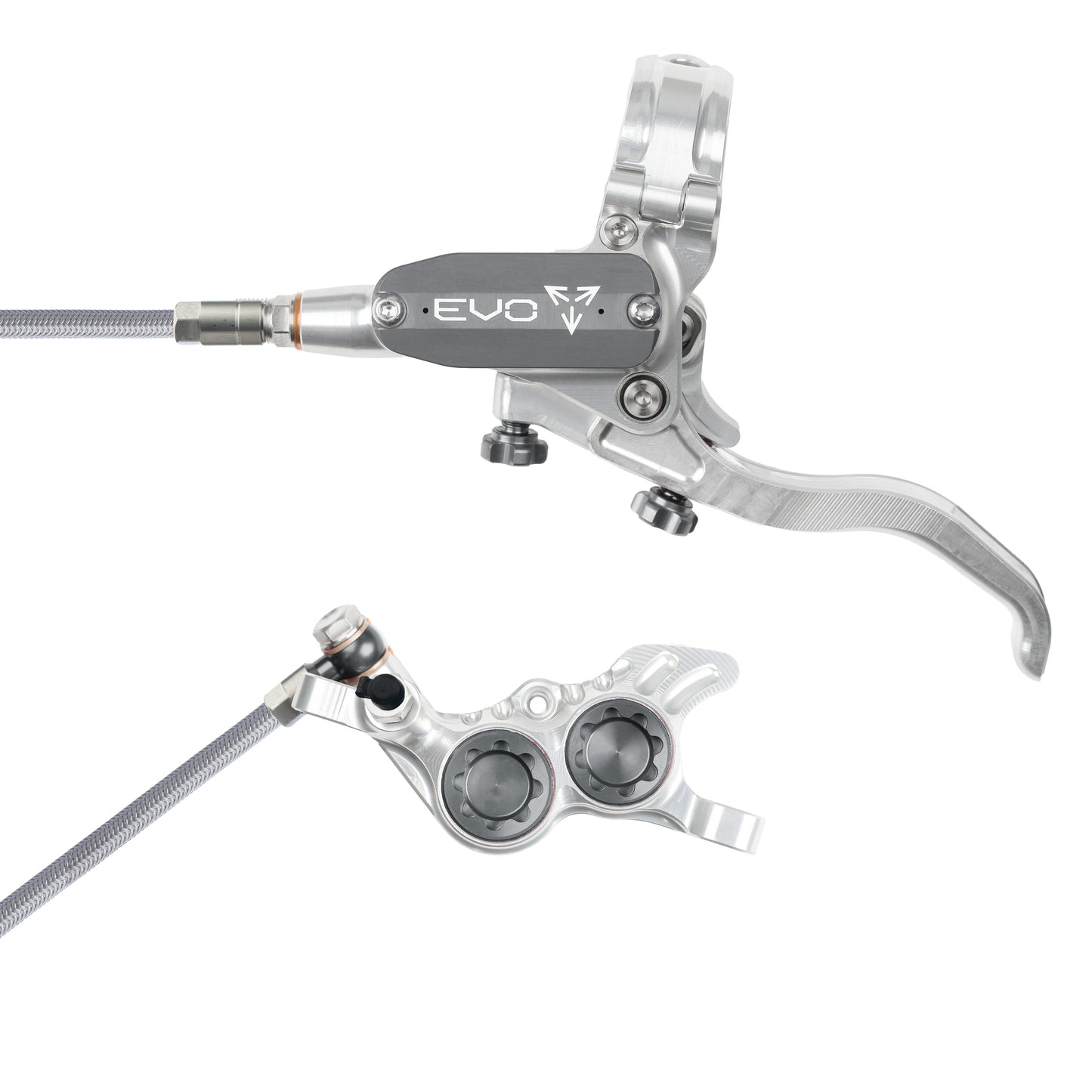 Hope Brake EVO GR4 No Rotor BRAIDED LH- Silver/Smoke