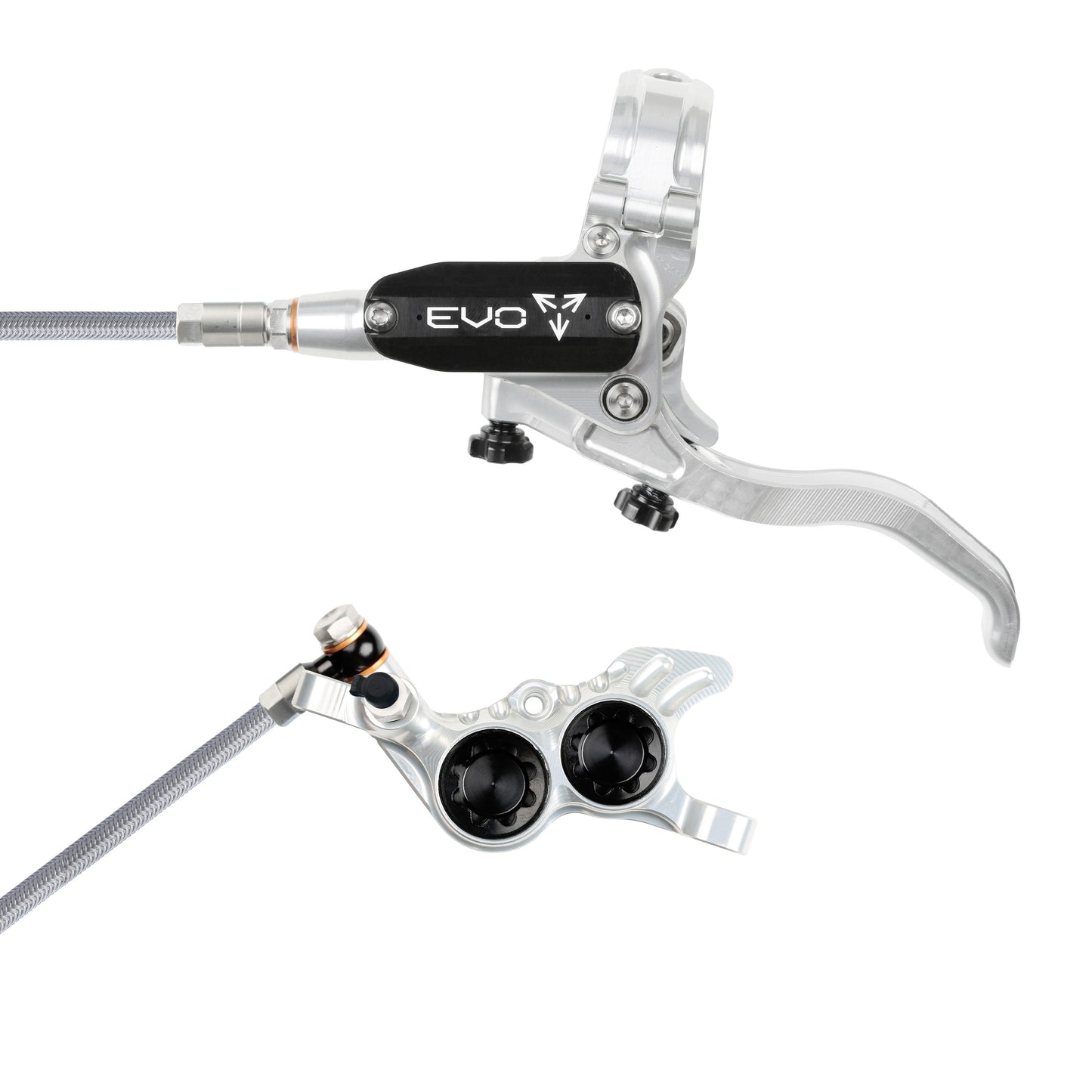 Hope Brake EVO GR4 No Rotor BRAIDED LH- Silver/Black