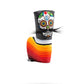 Mustache Sugar Skull Blade Putter Cover in gray camo pattern, featuring a detailed sugar skull design with a mustache.