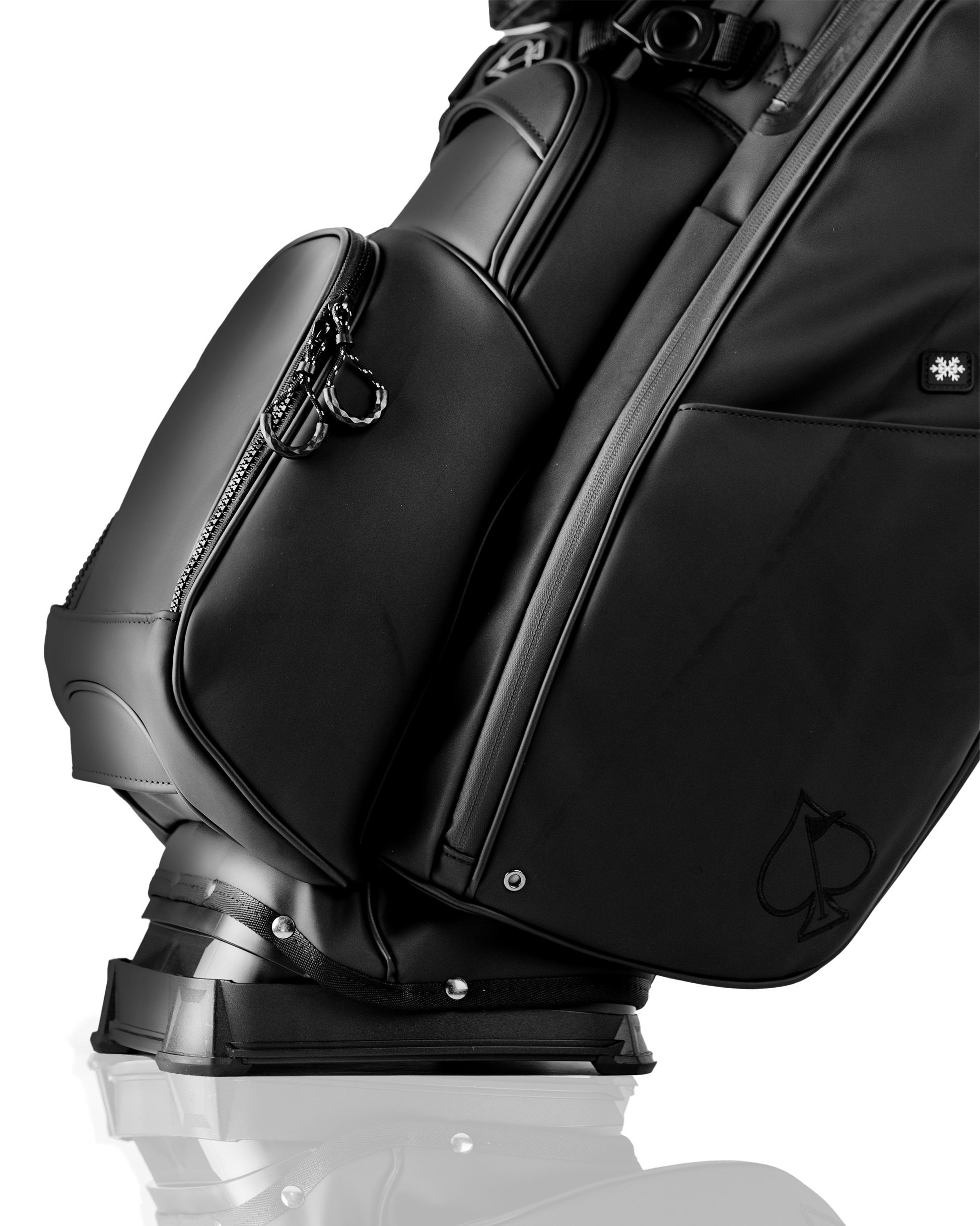 Sleek black Player Preferred Golf Bag in obsidian, featuring a sturdy base and stylish design for golfers.