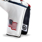 Bold Trump-themed blade putter cover featuring a patriotic design with an American flag, perfect for standout golfers.