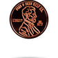 Pins & Aces Penny Ball Marker, featuring a gold coin design with a shiny finish, displayed against a white background.