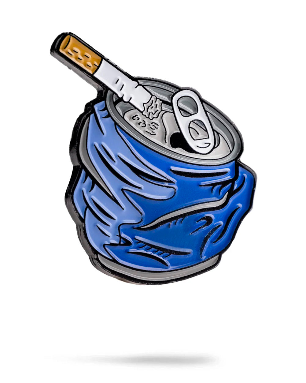 Crushed Can Ball Marker in silver metal with detailed texture, ideal for golf enthusiasts.