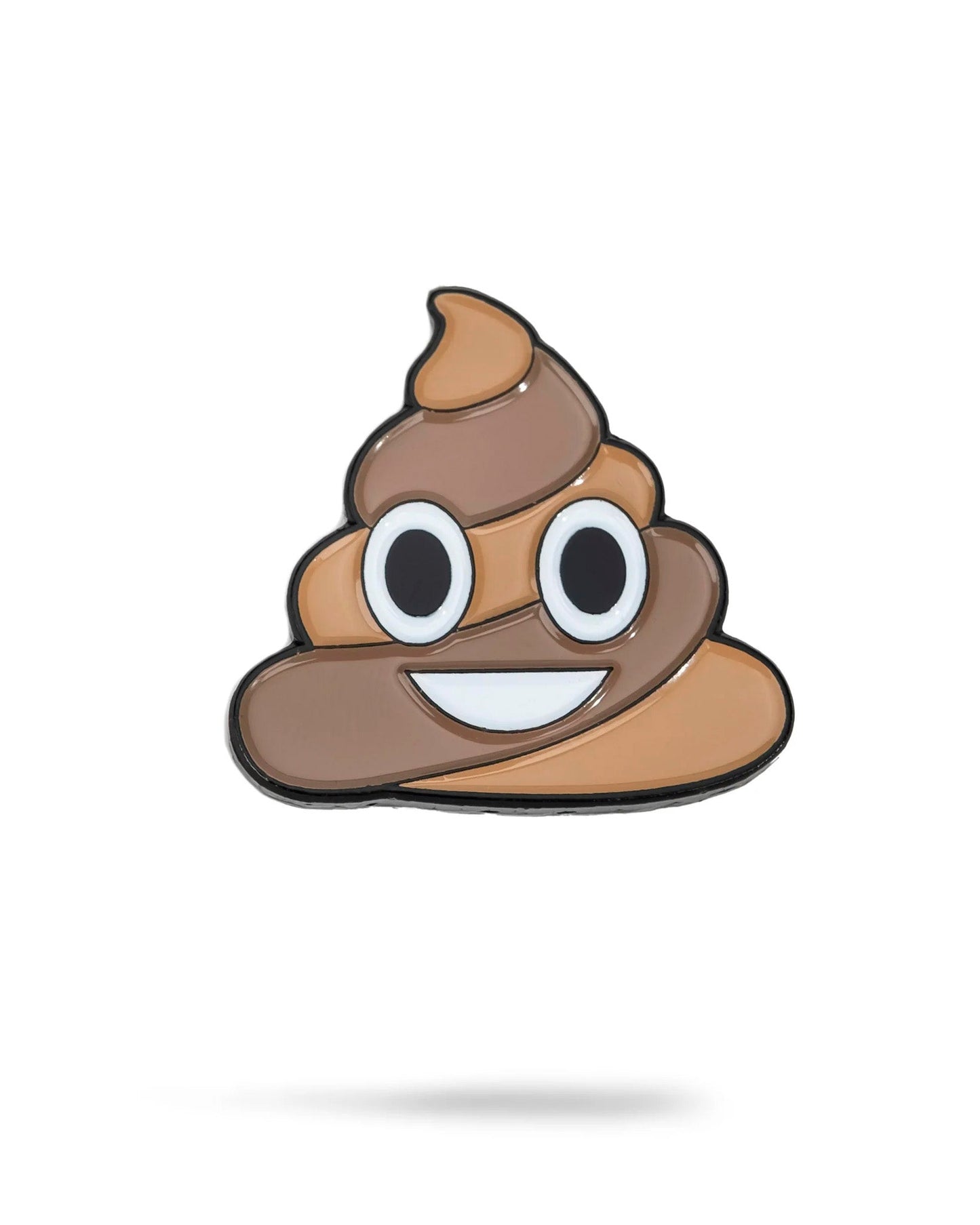 Poop ball marker in the shape of a dog poop emoji, designed for golf enthusiasts.