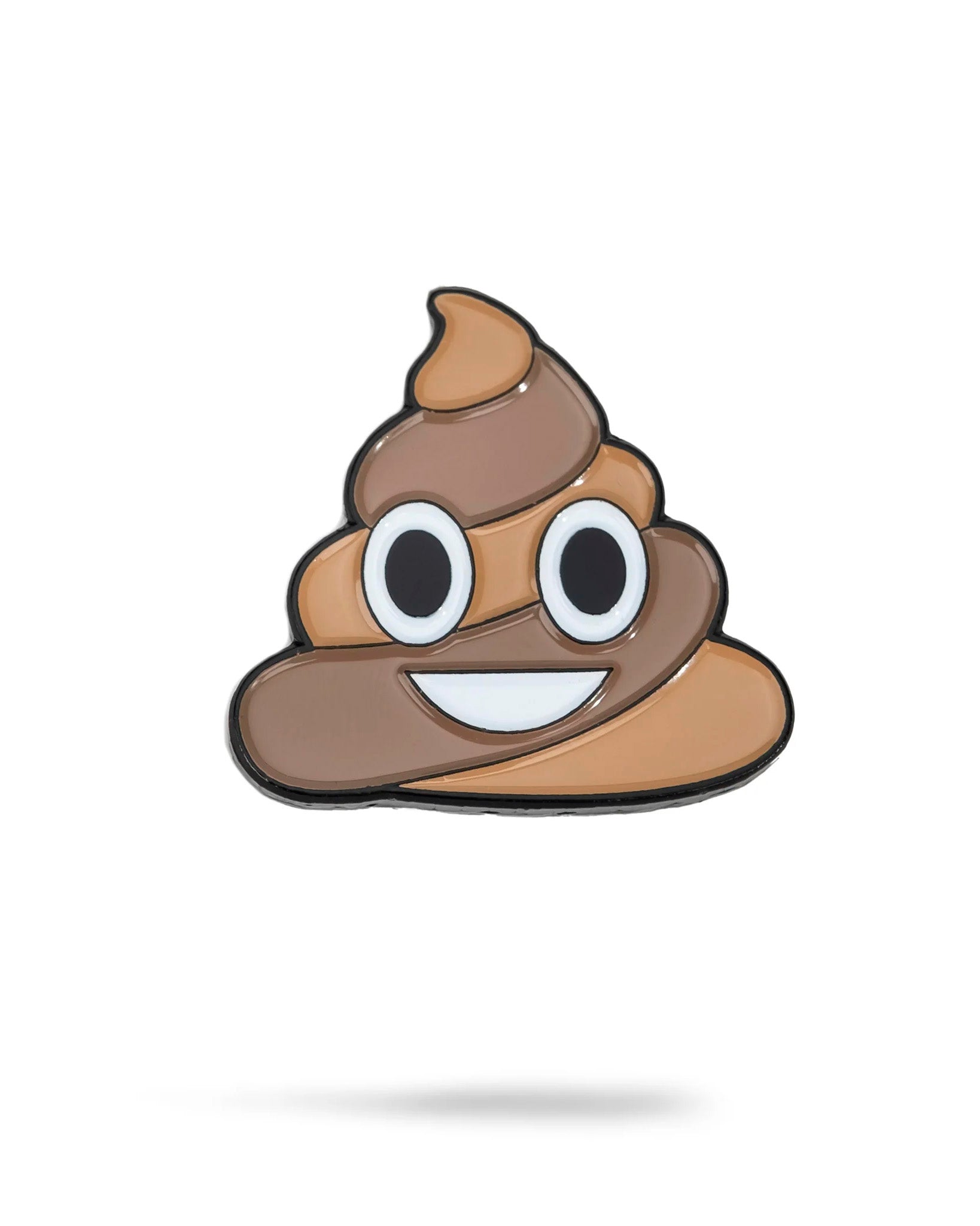 Poop ball marker in the shape of a dog poop emoji, designed for golf enthusiasts.