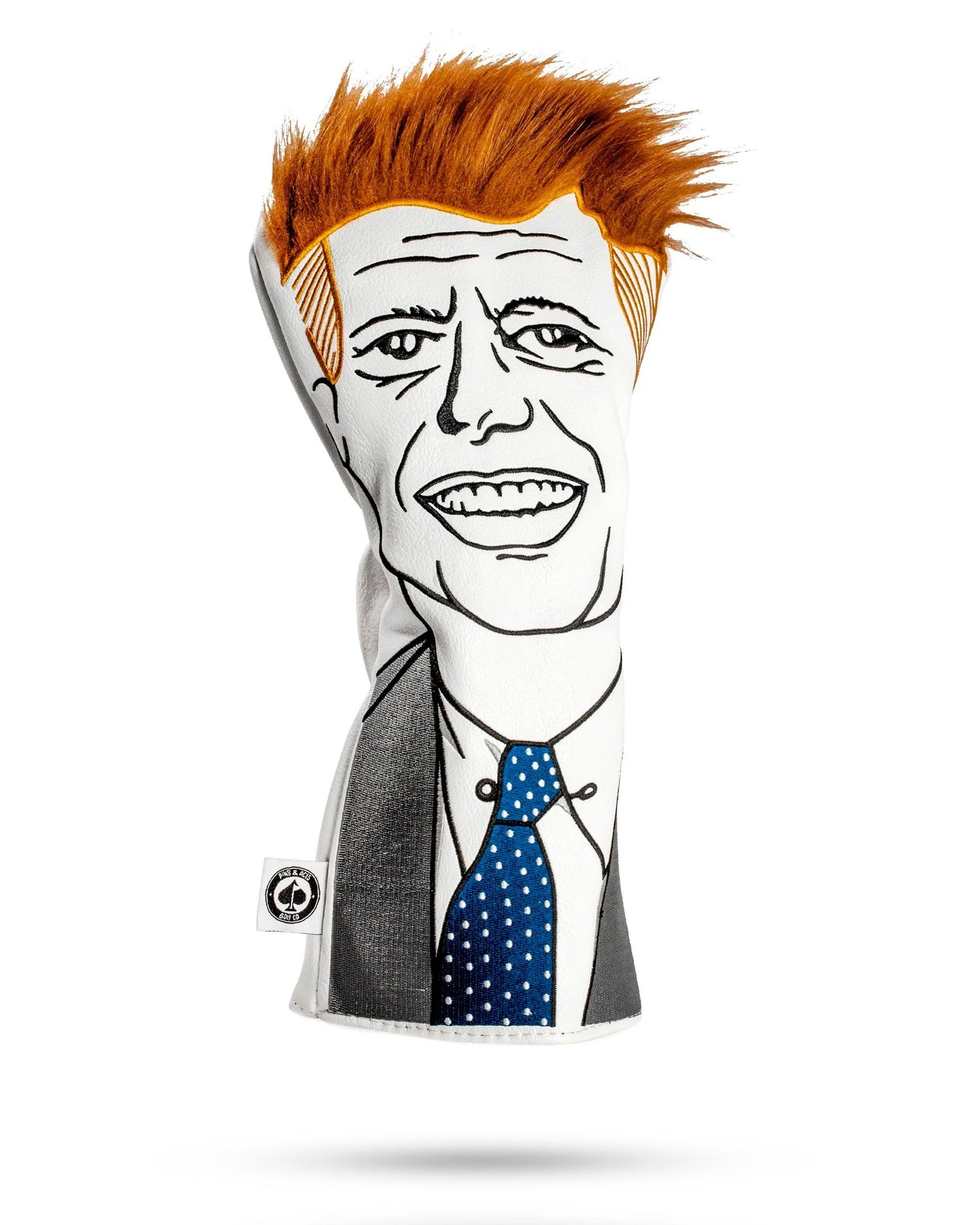 JFK Driver Cover featuring a vintage design with iconic imagery and bold colors, perfect for golf enthusiasts.