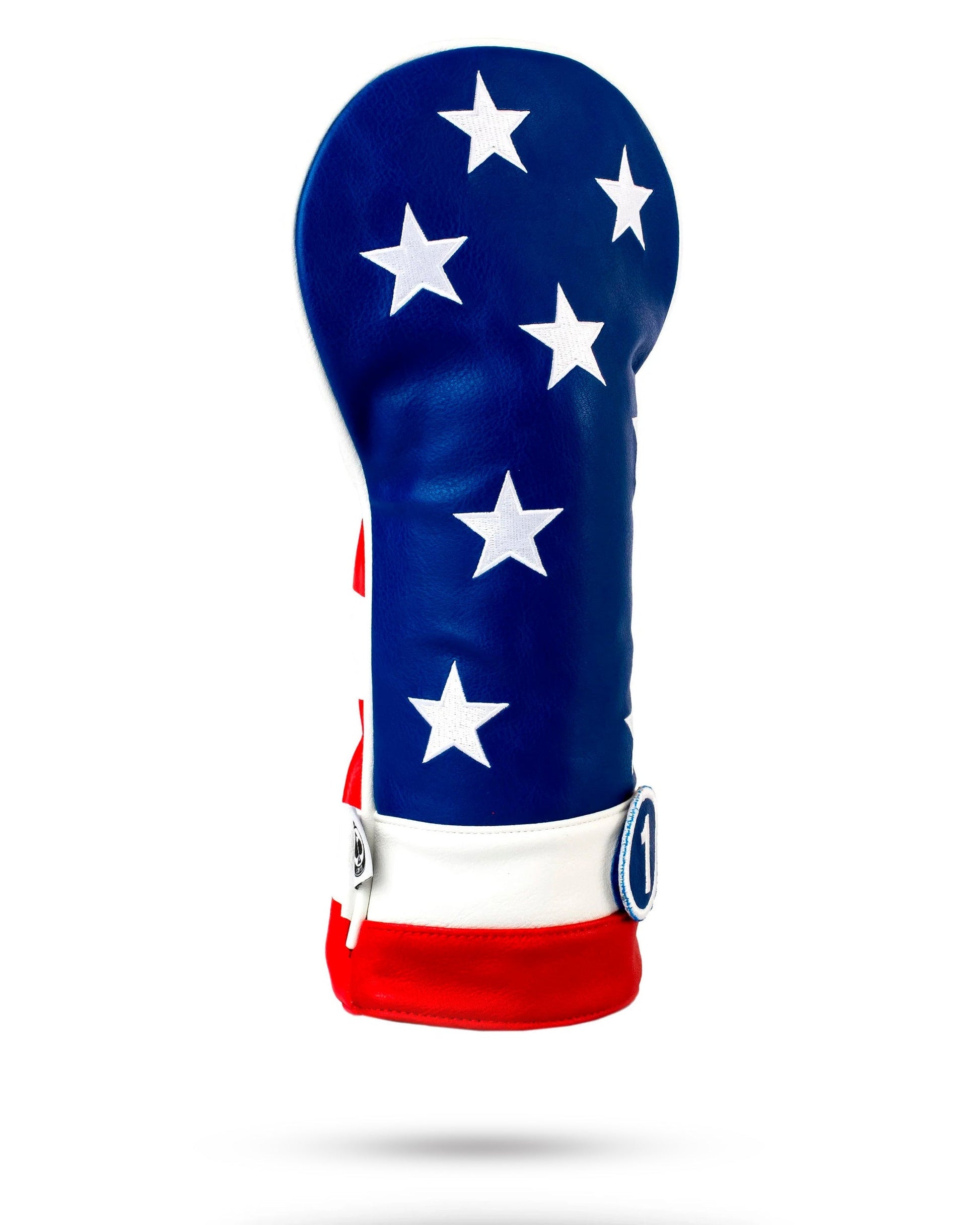 USA Tribute Driver Headcover featuring patriotic design with stars and stripes, ideal for golf drivers.