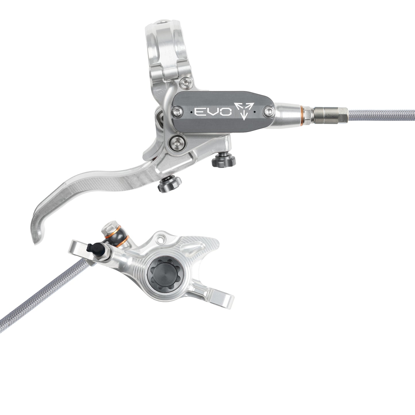 Hope Brake EVO X2 No Rotor BRAIDED RH- Silver/Smoke