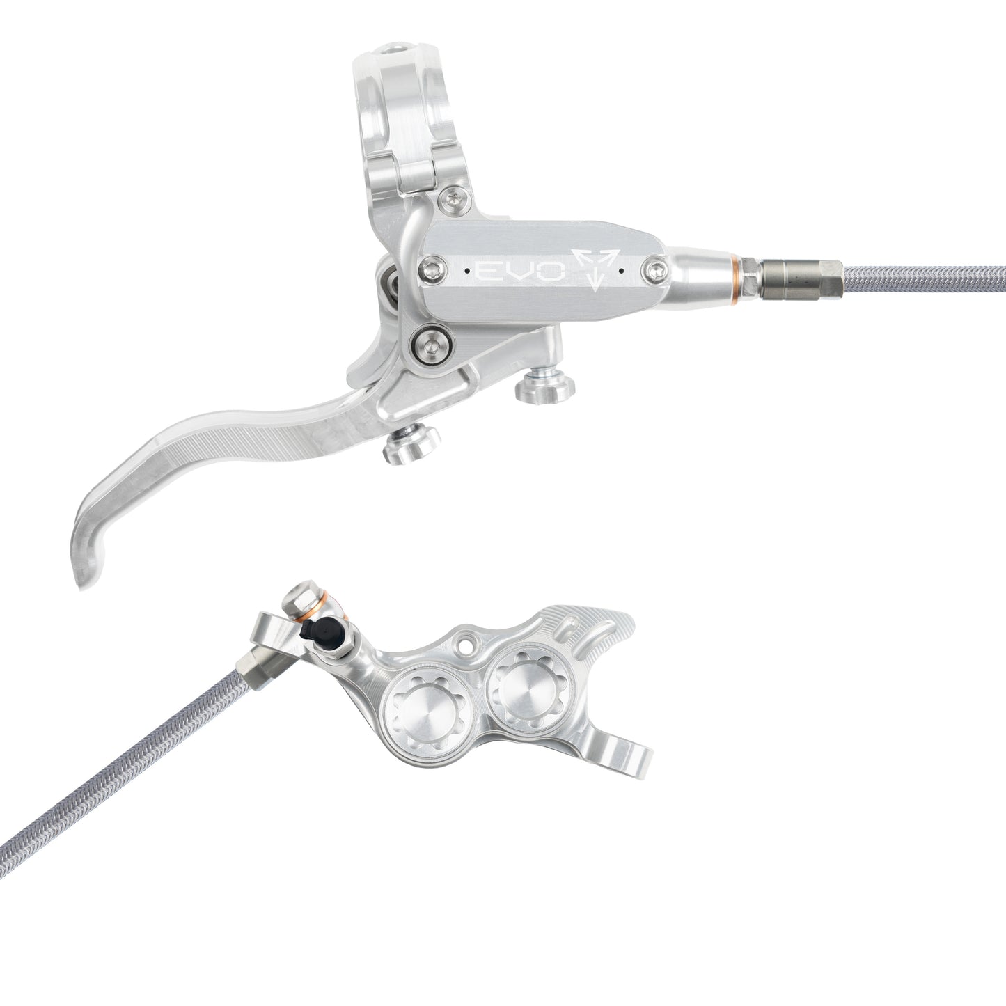 Hope Brake EVO TR4 No Rotor BRAIDED RH- Silver/Silver