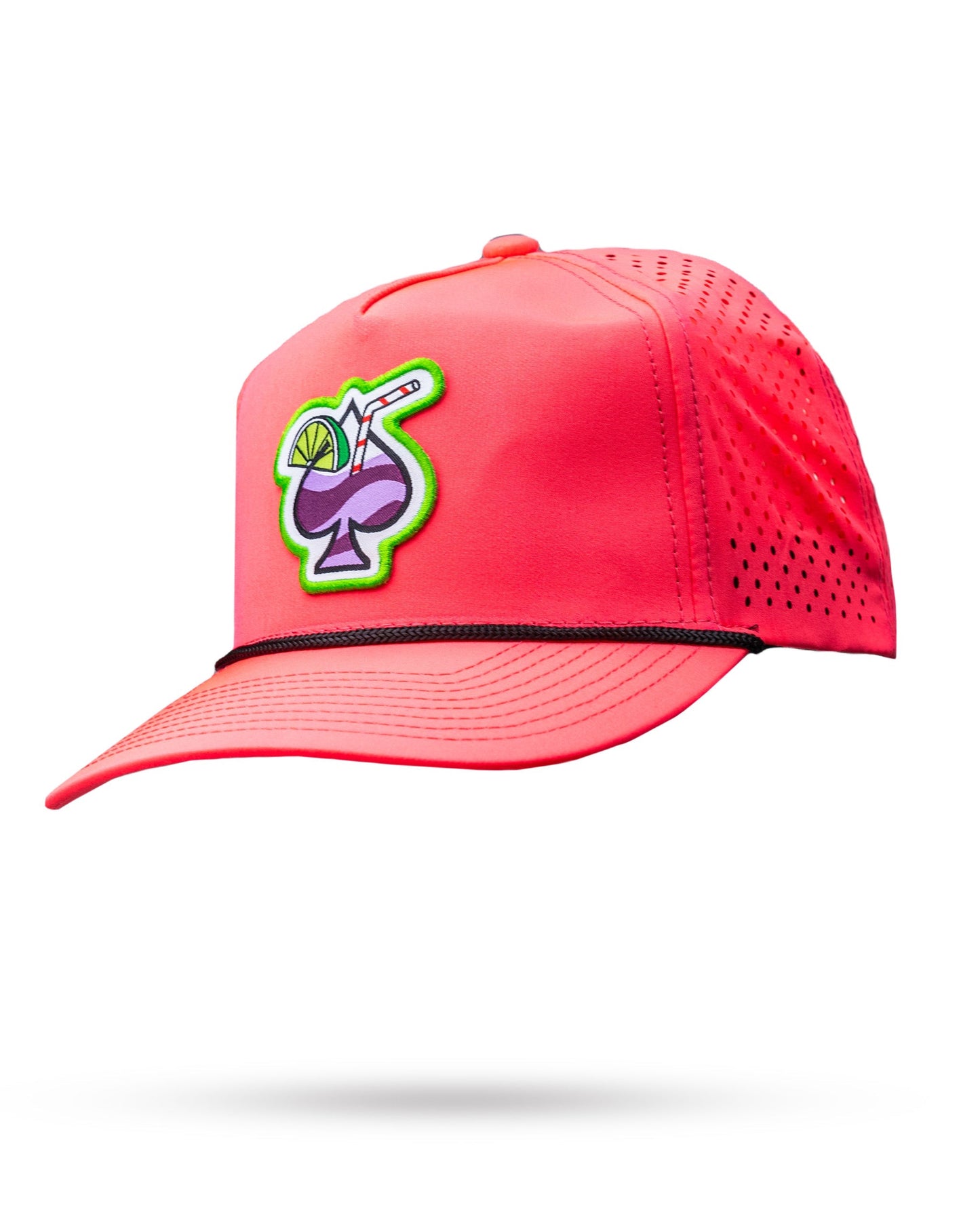 Perforated Rope Hat in Transfusion Highlighter Pink, featuring a stylish design and breathable material.