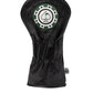 Blackjack driver cover featuring a sleek design with a black and white color scheme, designed to protect golf clubs.