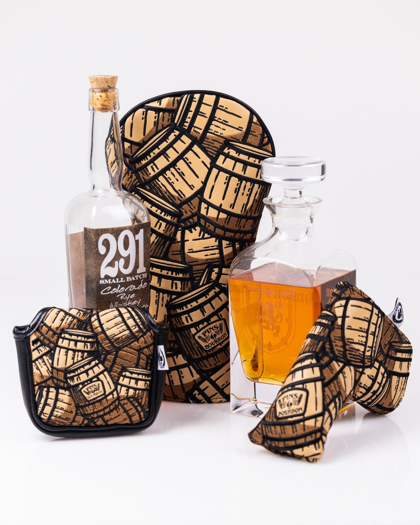 Bourbon Barrel Driver Cover made from reclaimed whiskey barrel wood, showcasing rustic texture and natural finish.