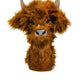 Highland Cow driver cover featuring a realistic, furry design with distinctive horns, ideal for golf clubs.