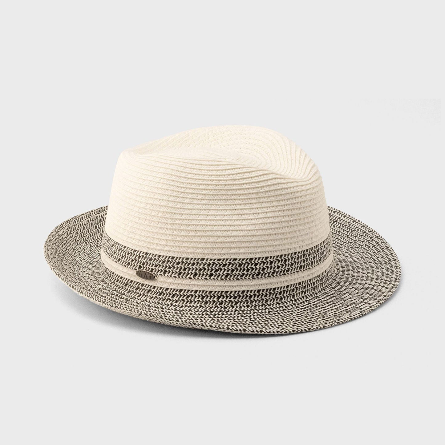 FULVIO-FEDORA COURT BICOLORE AVEC  DETAIL DE PAILLE
