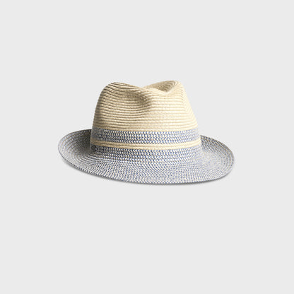 FULVIO-FEDORA COURT BICOLORE AVEC  DETAIL DE PAILLE