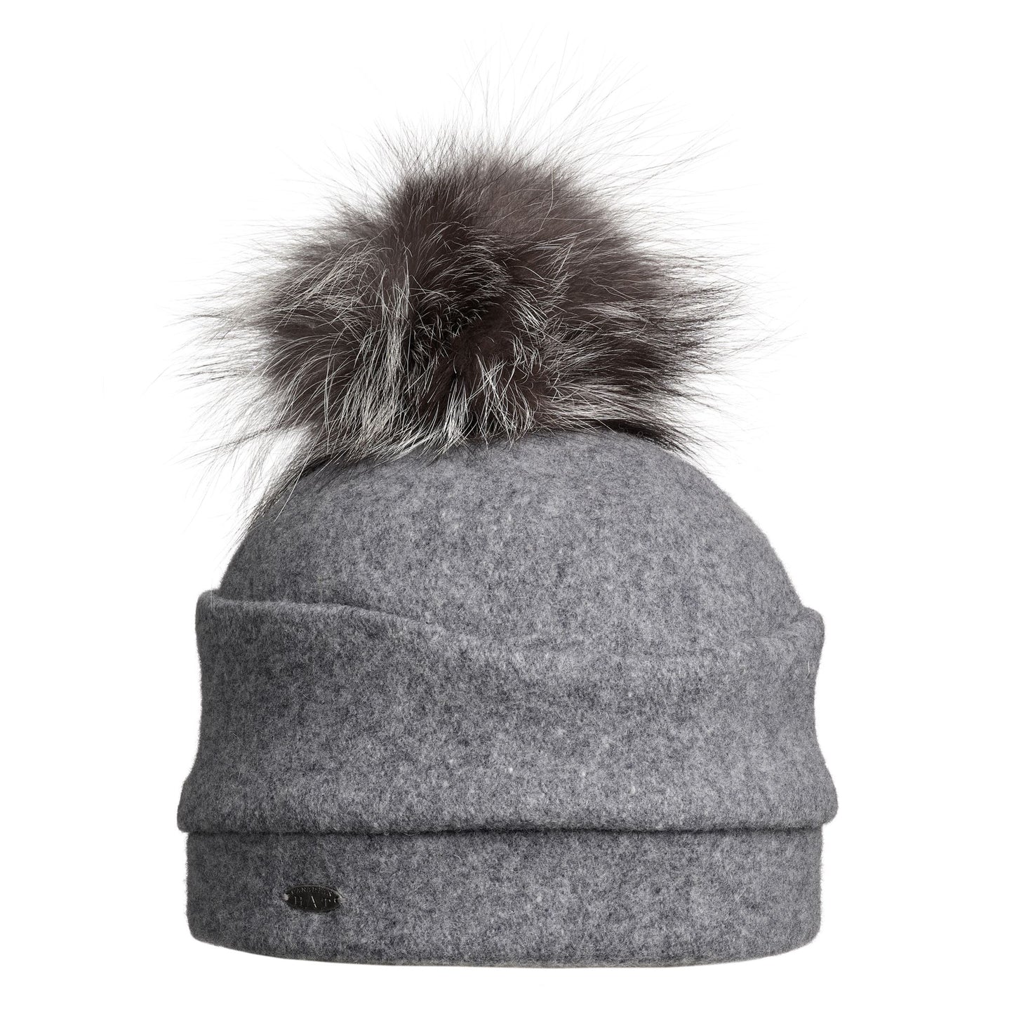 ORLA - BONNET ORMOS AVEC BANDE ET POMPON EN FOURRURE RECYCLÉE