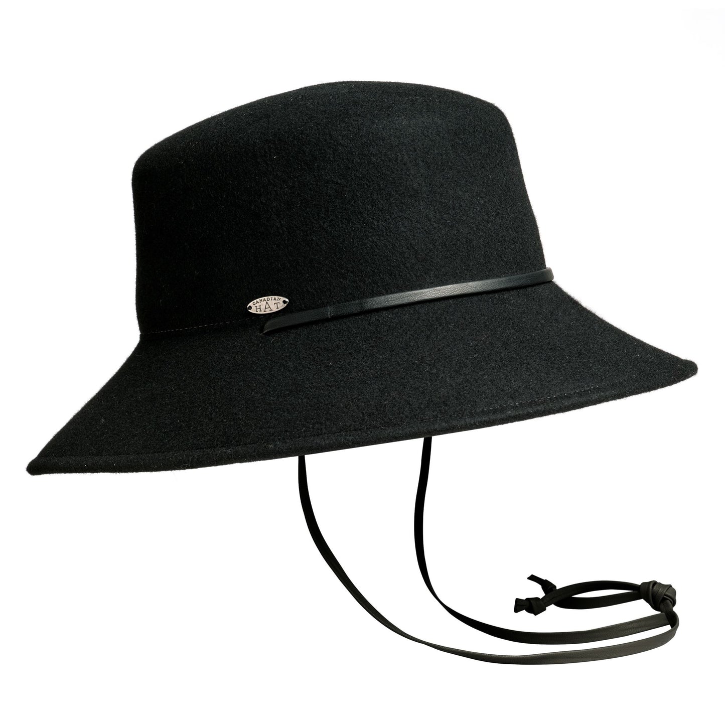 BREN CS - CHAPEAU LARGE AVEC MENTONNIÈRE EN CUIR FIN