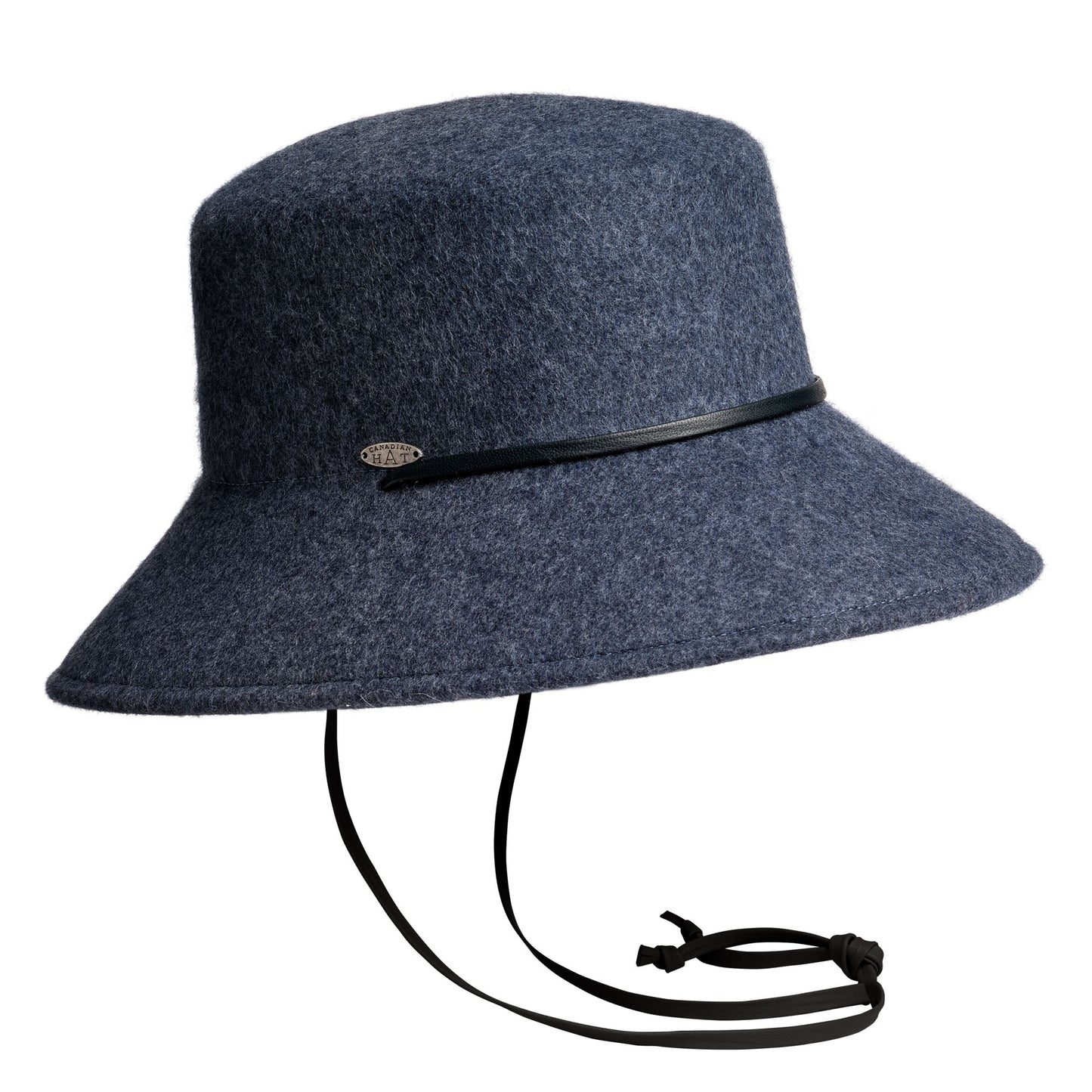 BREN CS - CHAPEAU LARGE AVEC MENTONNIÈRE EN CUIR FIN