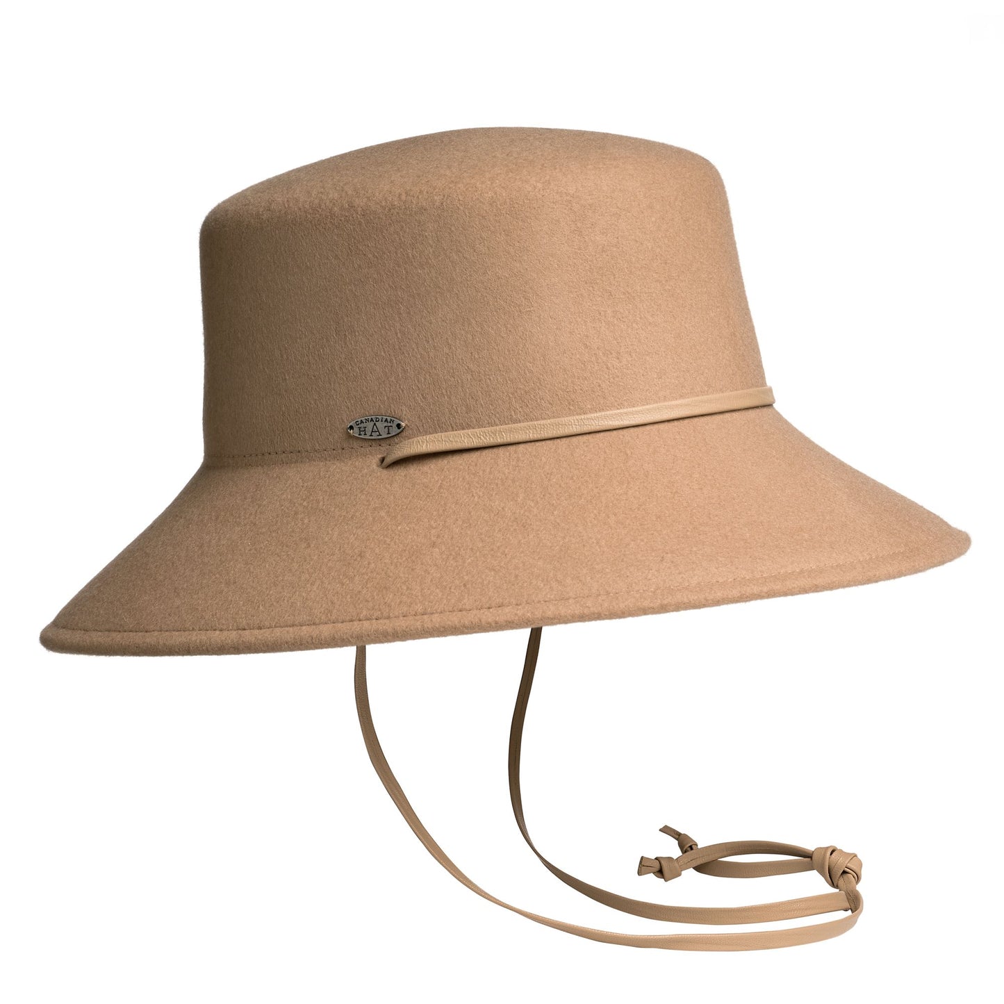 BREN CS - CHAPEAU LARGE AVEC MENTONNIÈRE EN CUIR FIN
