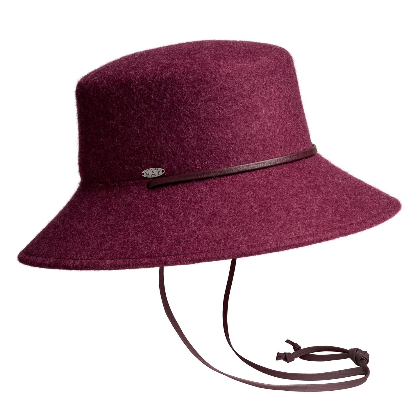 BREN CS - CHAPEAU LARGE AVEC MENTONNIÈRE EN CUIR FIN