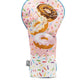 Colorful driver cover featuring a playful design of donuts with sprinkles on a pink background, perfect for unique golf style.