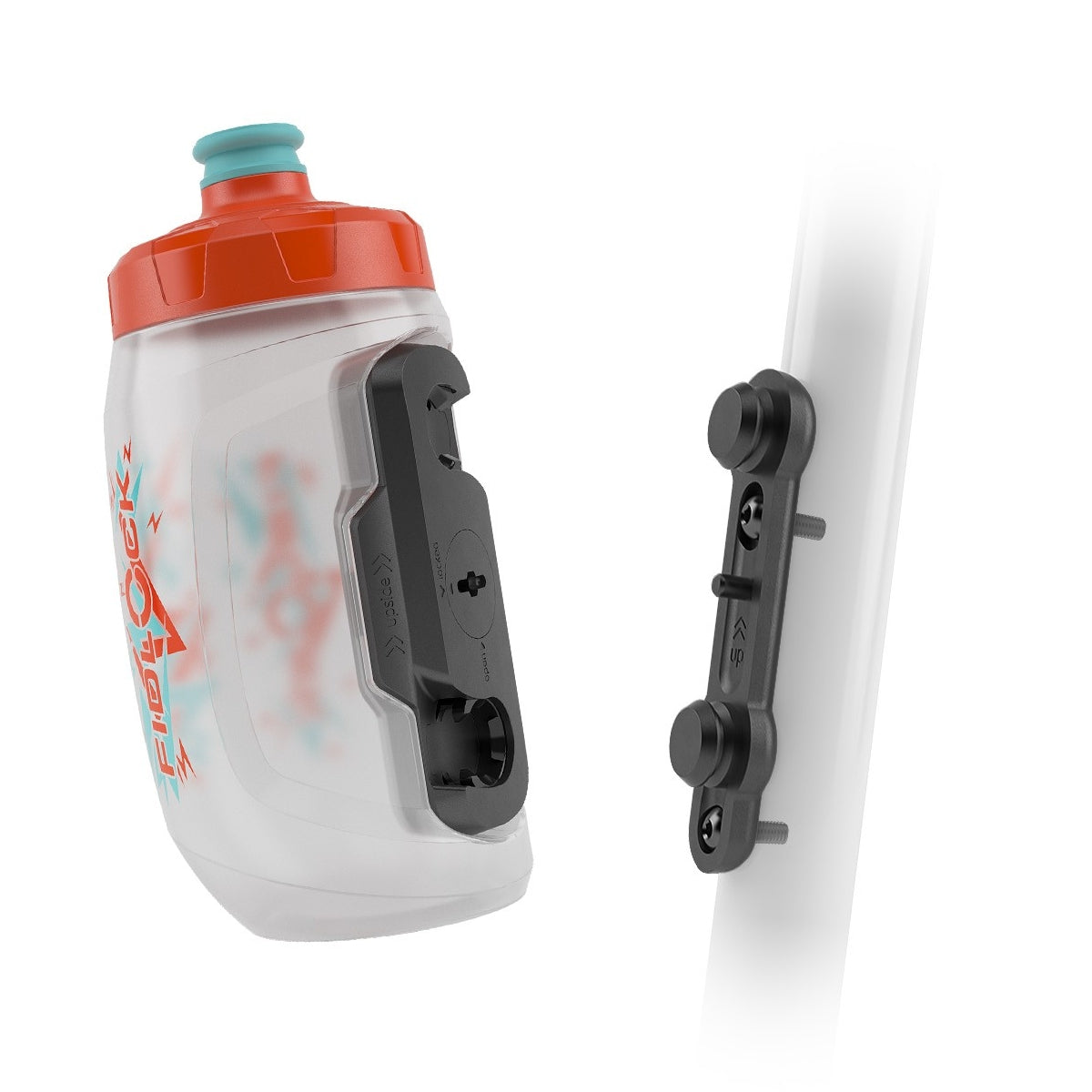 Fidlock bouteille 450ml avec base de vélo enfants - transparent avec bouchon orange