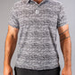 Men's Fragment Black golf polo featuring a bold abstract pattern, designed for style and performance on the course.