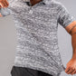 Bold black and white golf polo featuring a unique abstract pattern, perfect for stylish golfers on the course.