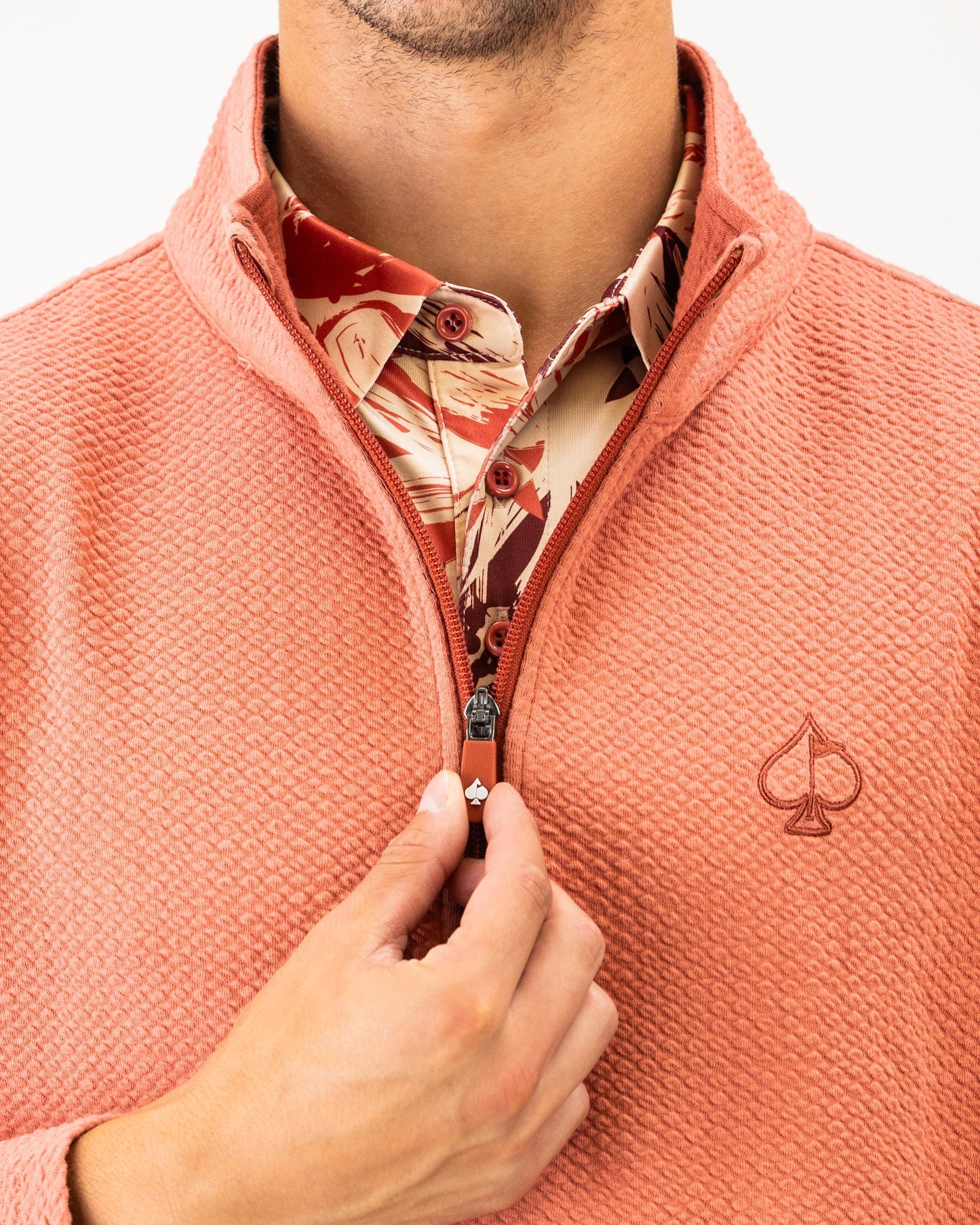 Player Preferred™ Waffle Knit Pullover in terracotta, featuring a relaxed fit and textured knit fabric.