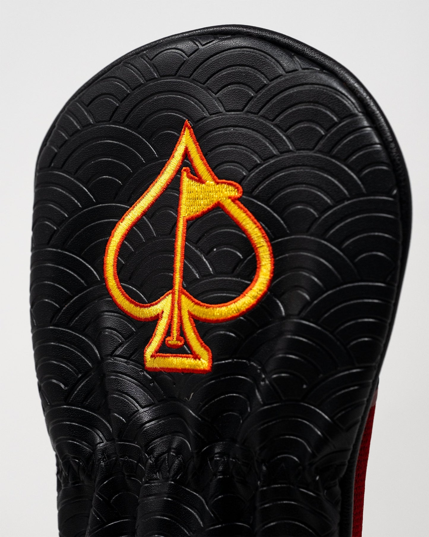 Fire & Fury Fairway Cover featuring a vibrant fire wave design, designed for golf clubs, showcasing durability and style.