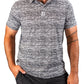 Men's Fragment Black golf polo featuring a bold, abstract pattern in black and white, designed for stylish performance on the course.