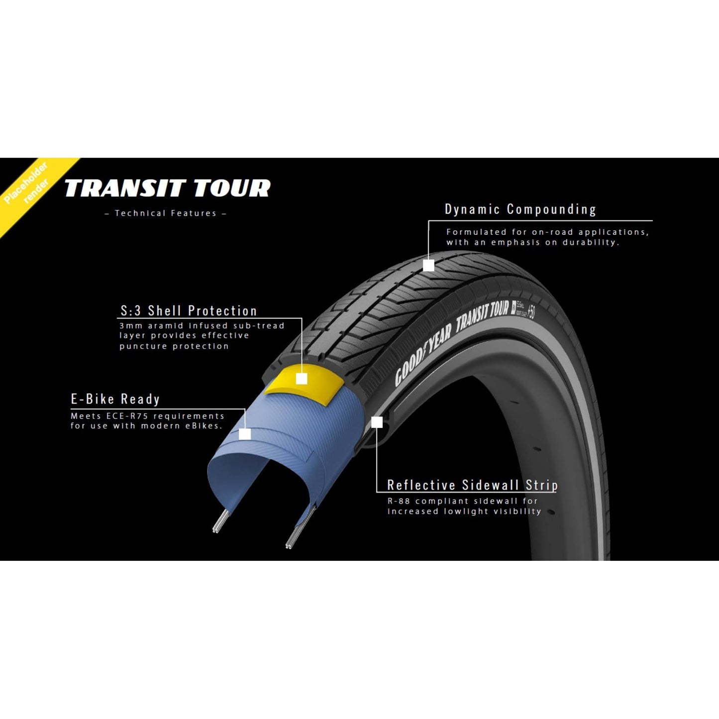 Goodyear pneu de vélo de montagne Wingfoot Park type chambre à air 26x2.2 / 55-559 pliable noir
