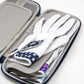 Gray glove and accessory caddie featuring multiple compartments for organized storage, ideal for golf gloves and small items.