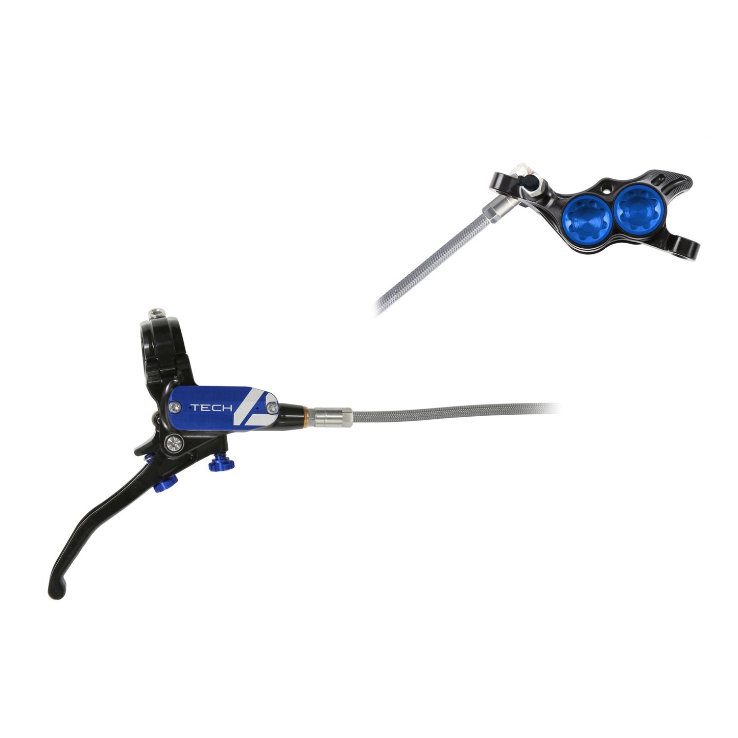 Hope - Frein Tech 4 E4 Tressé sans disque Noir/Bleu Main droite