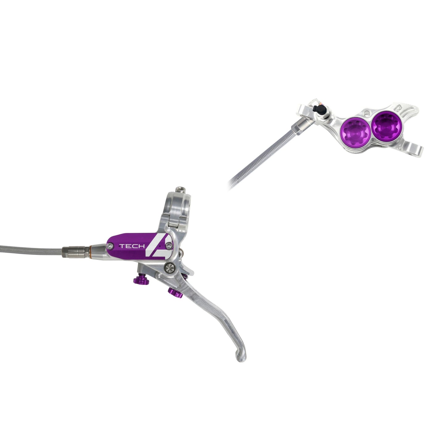 Hope - Frein Tech 4 E4 Tressé sans disque Argent/Violet Main gauche