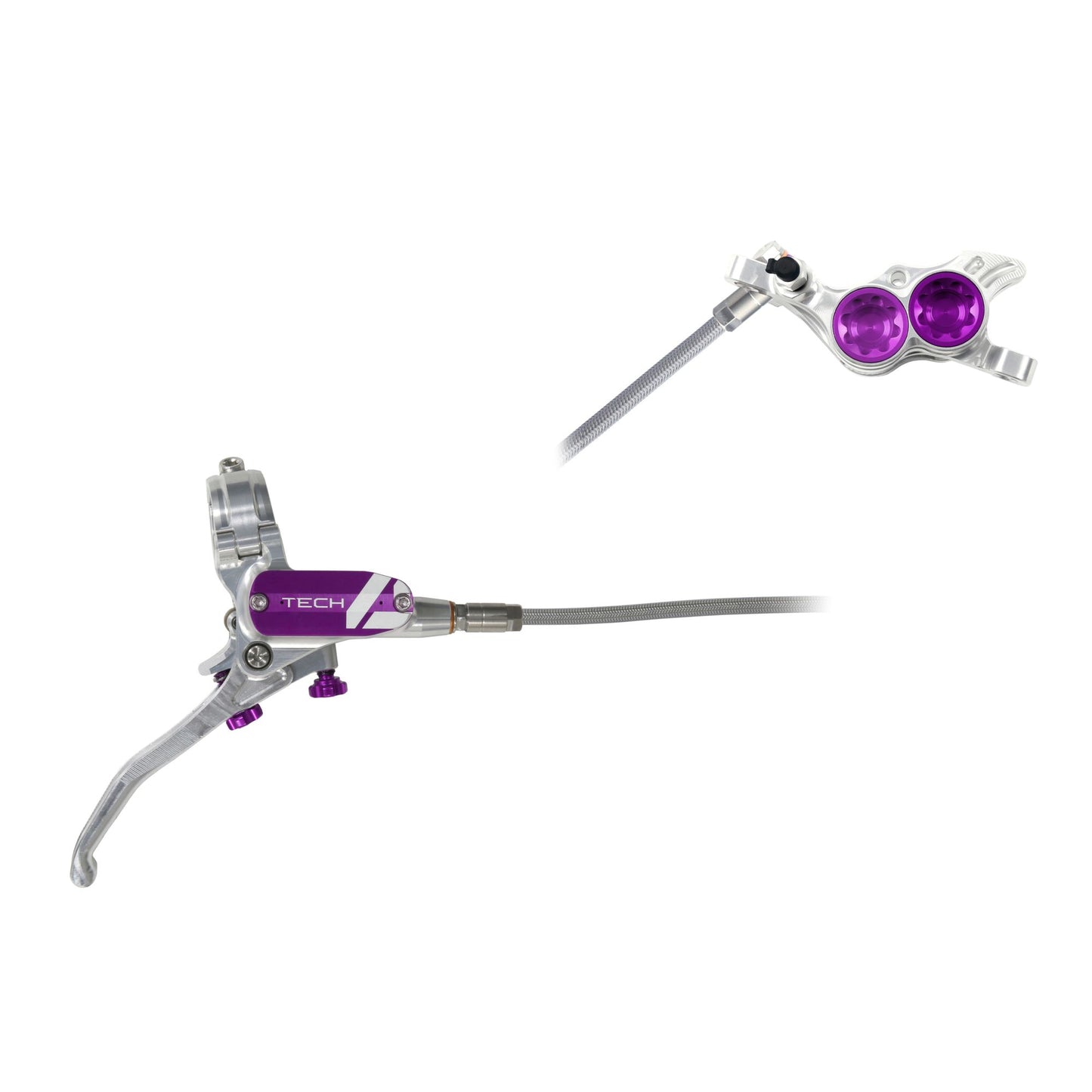 Hope - Frein Tech 4 E4 Tressé sans disque Argent/Violet Main droite