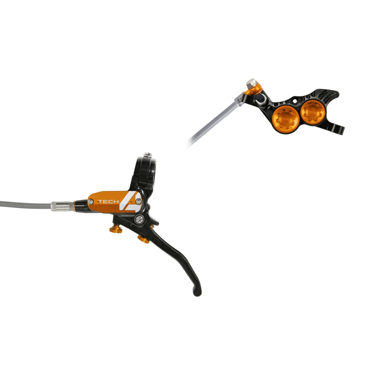 Hope - Frein Tech 4 V4 Tressé sans disque Noir/Orange Main gauche