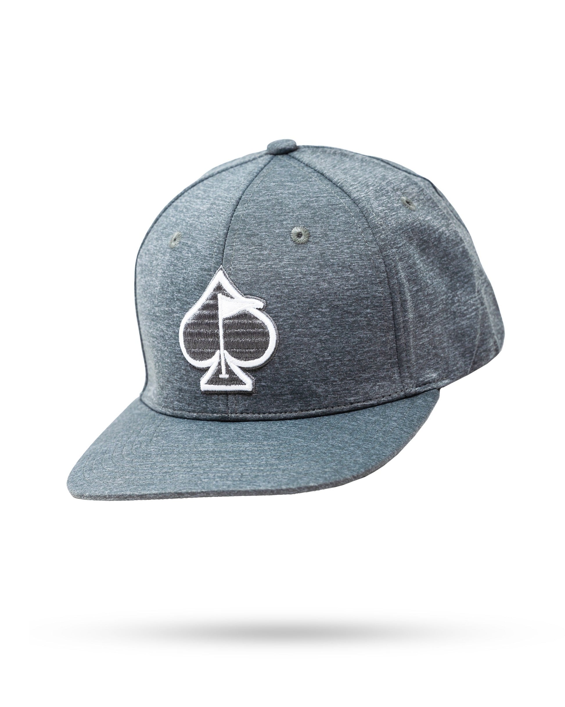 Ash performance spade hat featuring a bold spade logo, designed for golfers seeking style and comfort on the course.