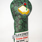 Augusta '25 Driver Cover in vibrant green with white accents, featuring a classic design.