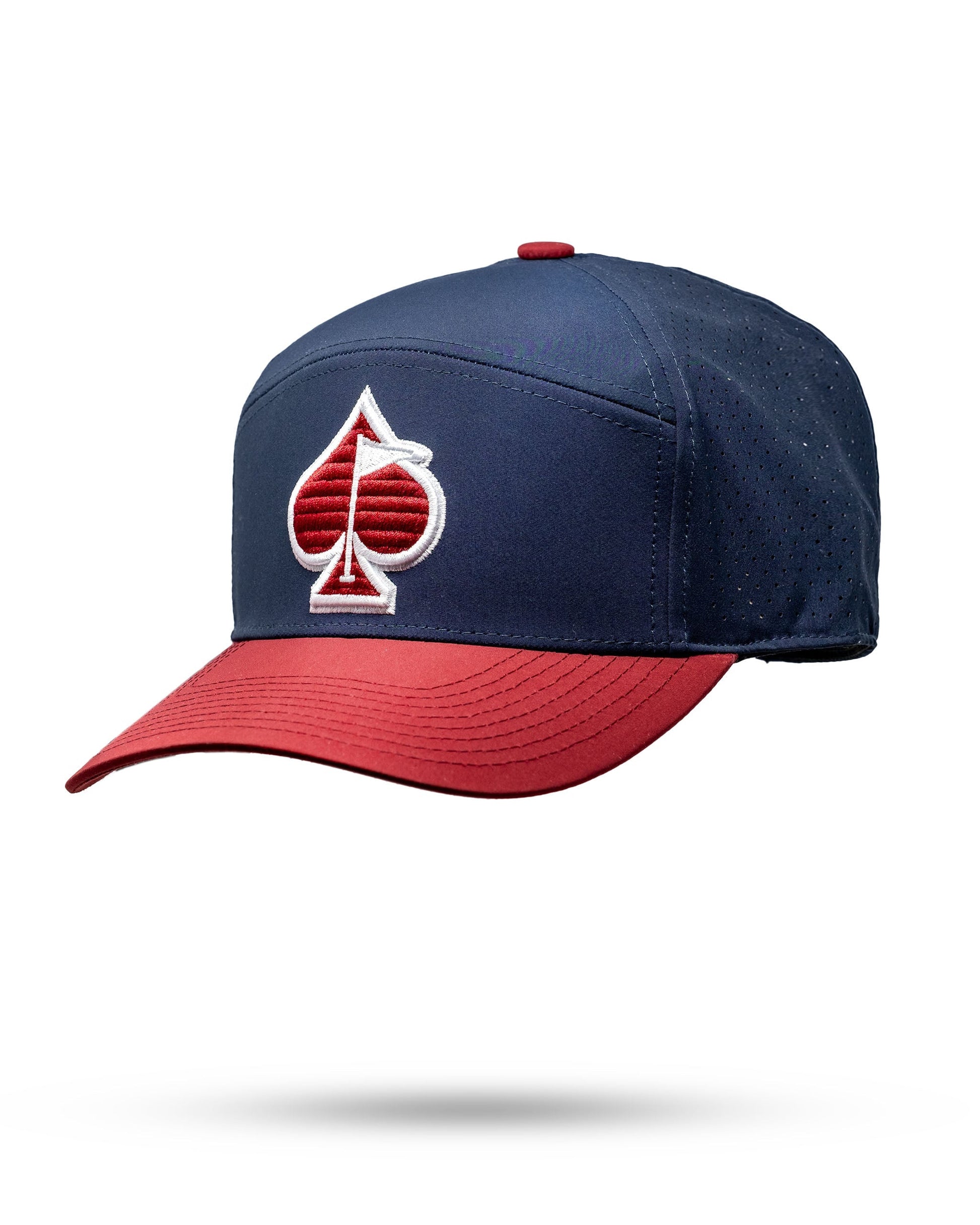 Tradesman Hat in Patriot design featuring a structured crown, wide brim, and adjustable chin strap, displayed on a neutral background.