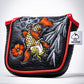 Koi Flow mallet putter cover featuring a vibrant koi fish design on a black background.